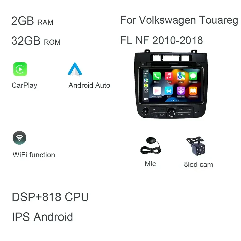 

Беспроводной Carplay Android 12,0 8G + 128G 8-ядерный GPS автомобильный Android-плеер радио Wi-Fi мультимедиа для Volkswagen Touareg FL NF 2010-2018