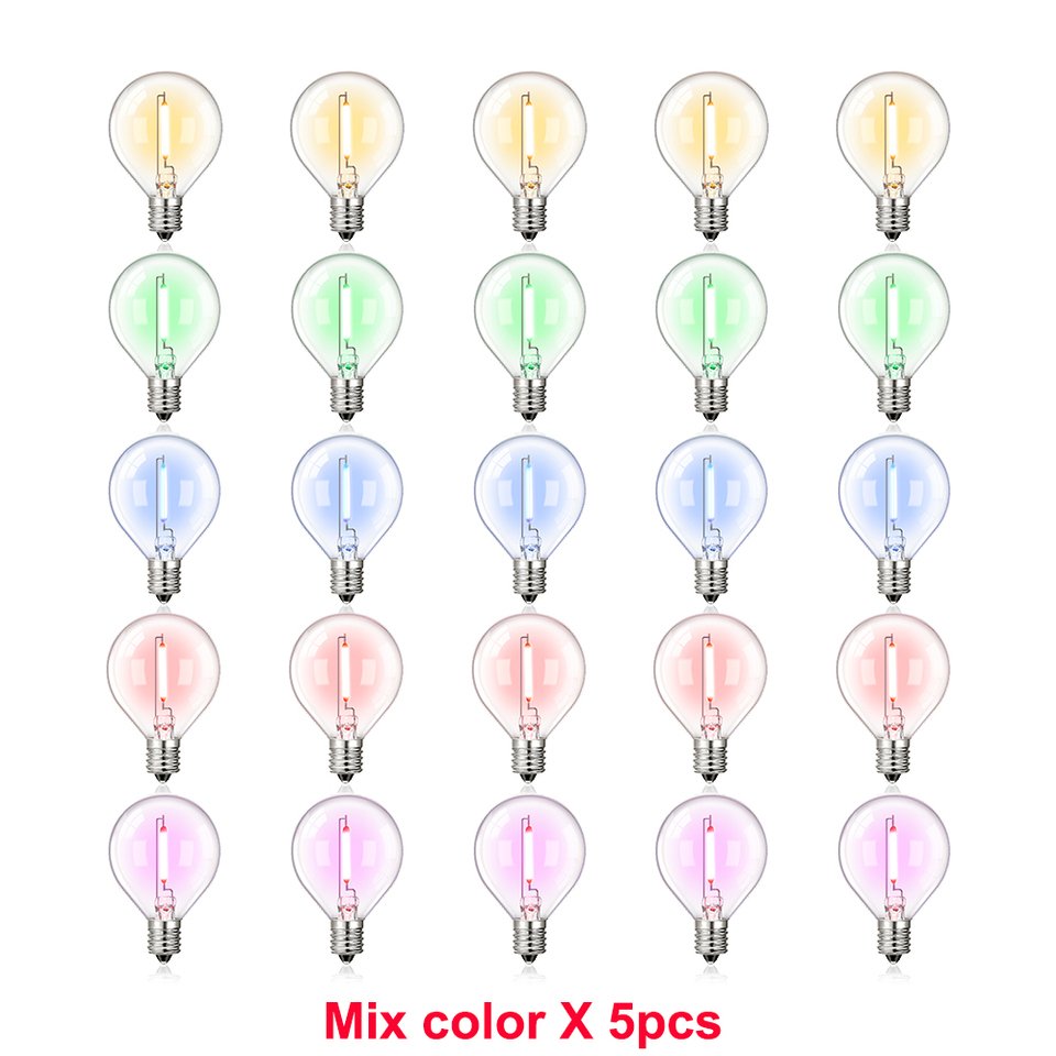 

25 шт. светодиодная лампа RGB для гирлянды E12, цоколь G40, 1 Вт, винтажная светодиодная лампа, гирлянда, сменные лампы, украшение на день рождения