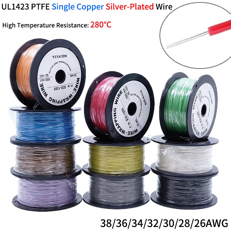 

PTFE серебрянный медный провод 38/36/34/30/28/26 AWG