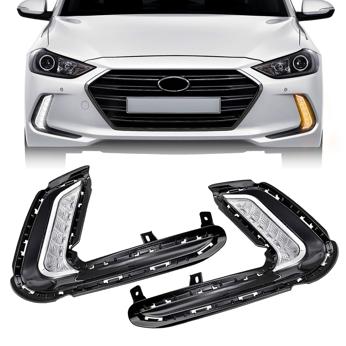 

Hyundai Elantra 2016-2018 Светодиодные Противотуманные Фары DRL Водостойкая Фара В Сборе Передний Бампер Указатель Поворота Д...