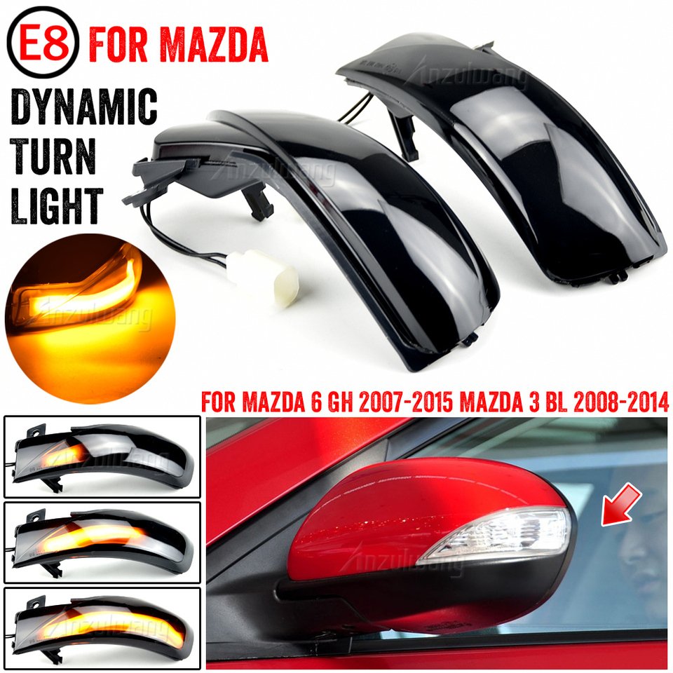 

2 шт. для Mazda 3 BL 2008-2014 Mazda 6 GH 2007-2015 светодиодный динамический указатель поворота боковое зеркало мигалка последовательный повторитель мигалки