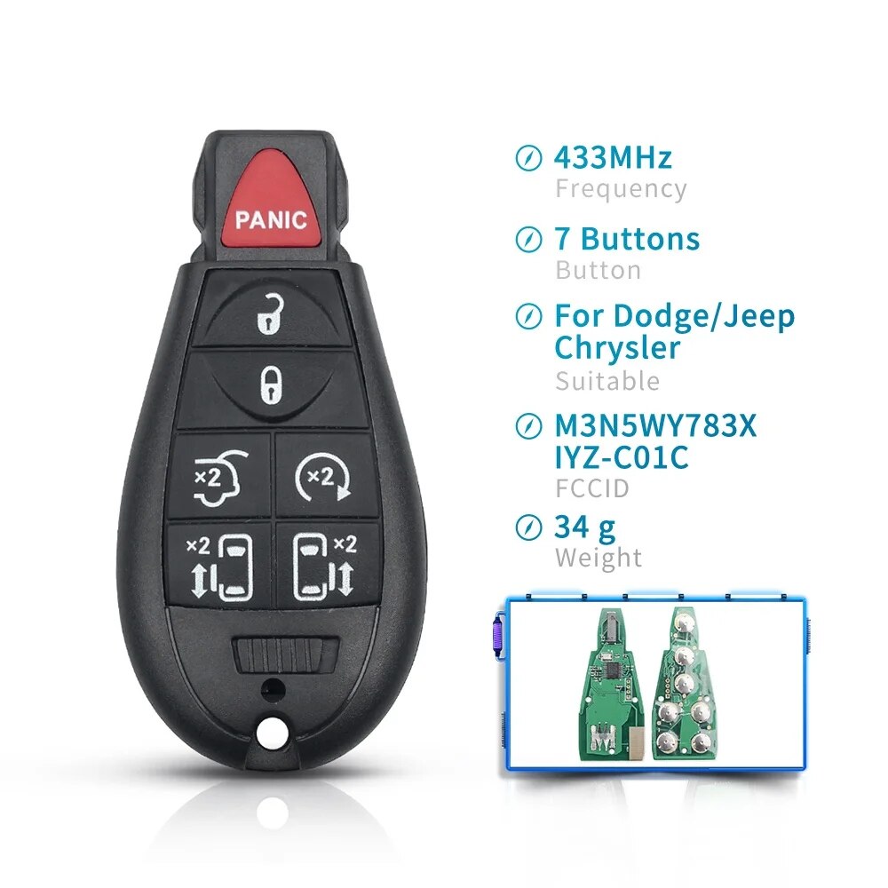 

Dandkey умный дистанционный ключ 433 МГц для Dodge Grand Caravan Journey 2008 2009 2010 2011 2012 2013 M3N5WY783X Fob 2/3/4/5/6/7 кнопки