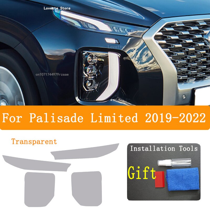 

Аксессуары для Palisade Limited 2019-2022, Защитная пленка для передней фары автомобиля, пленка для восстановления, Прозрачная черная наклейка из ТПУ