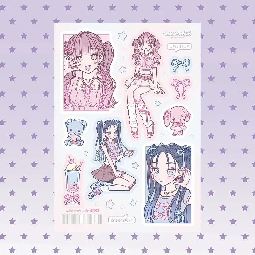 

Sweet Cool Girl Stickers Cute Girl Character Guka Hand Account Diy Decoration