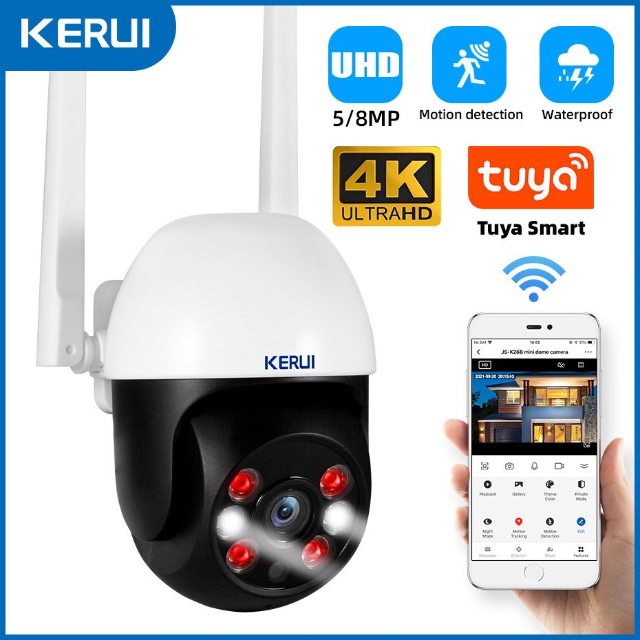 

KERUI 8MP 4K Wi-Fi IP Беспроводная Tuya Умный дом Безопасность CCTV Видеонаблюдение Радионяня Ночное видение