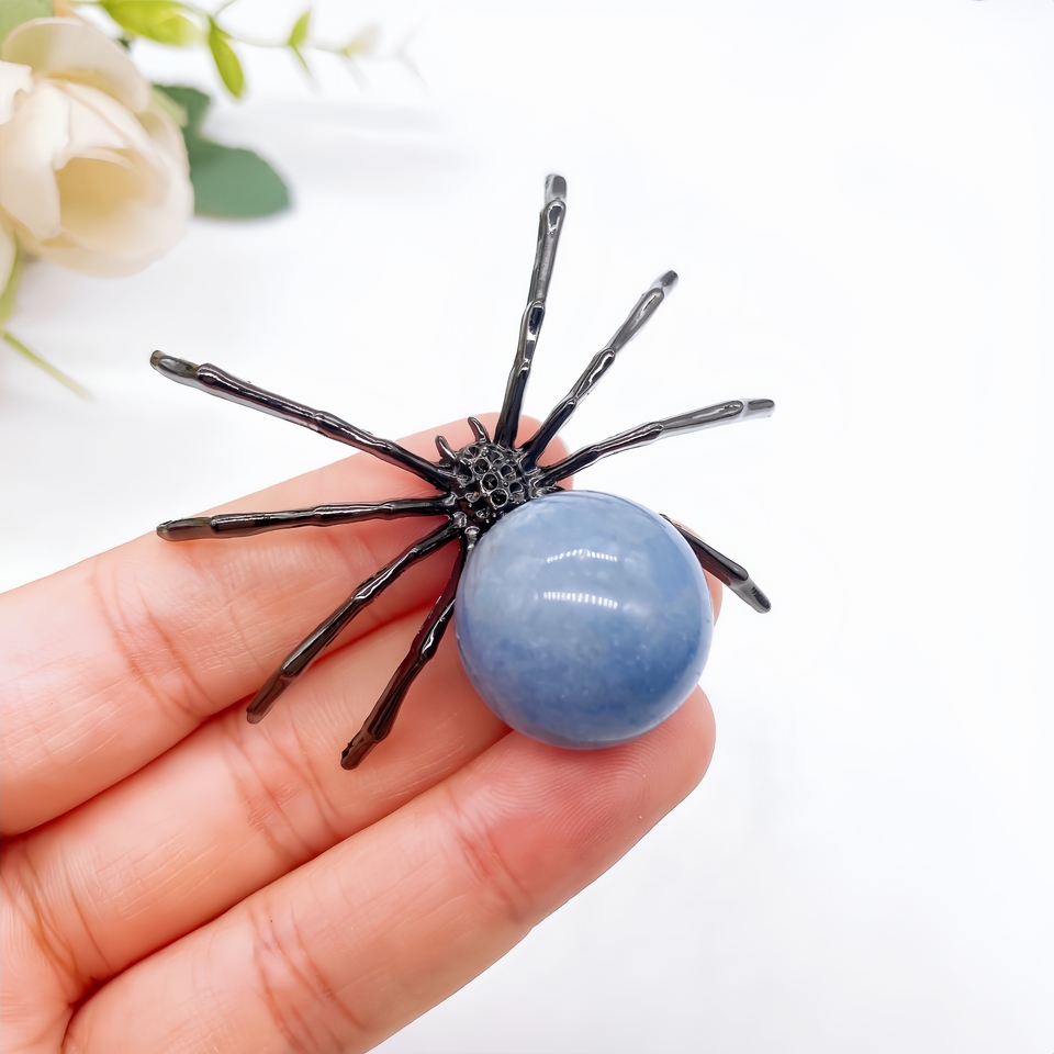 

20mm Natural Crystal Metal Spider Sphere Stone Quartz Ball DIY Handmade Accessories Elegant Insect Animals Gift Home Decoration