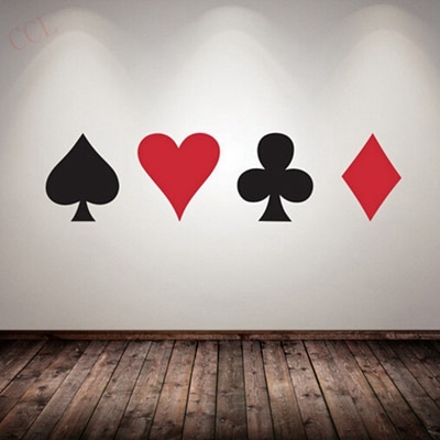 

Покерная наклейка Pro Cards Spade Club Heart Diamond Наклейка на стену Костюм Игра в игровой комнате Ночной подвал Казино Дилер Предложение Bet King