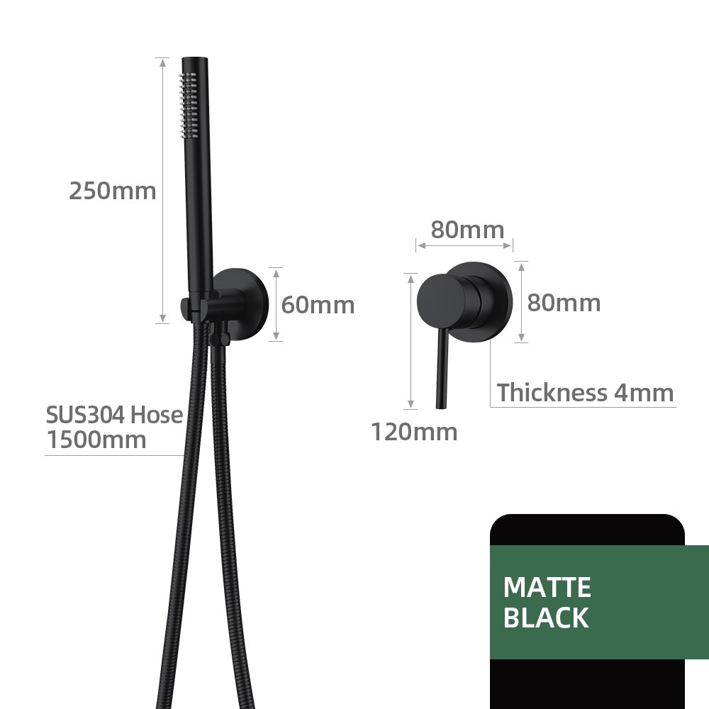 

Matte Gold Handheld Shower Bathroom Shower Faucet With 1.5M Rubber Hose Hot& Cold Water Tap Brass Shower Holder Wall Mount Mixer