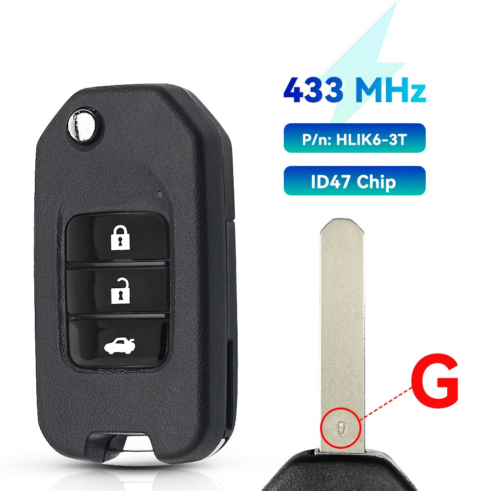 

Пульт дистанционного 2/3 для CR-V и Jazz XR-V, для Honda limidu, HR-V МГц, HLIK6-3T, TWB1G721, кнопки 434