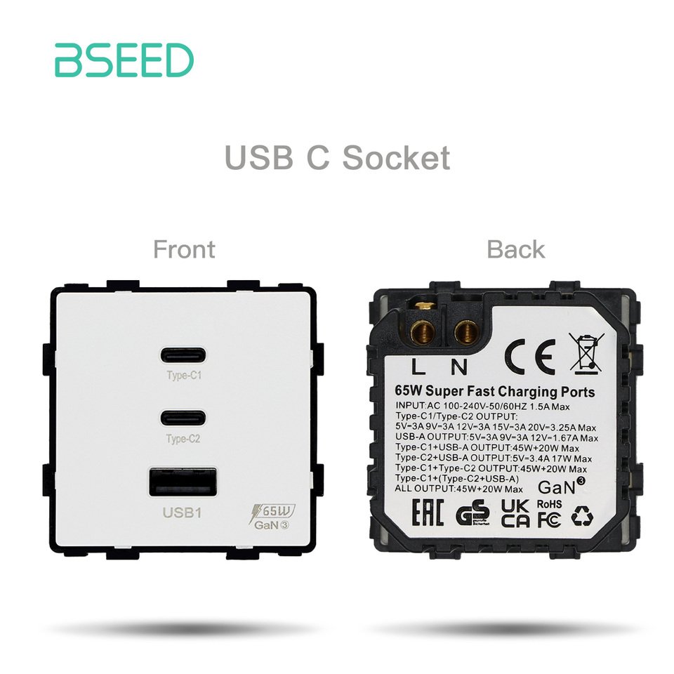 

BSEED Функциональная часть розетки USB Type-C 65 Вт
