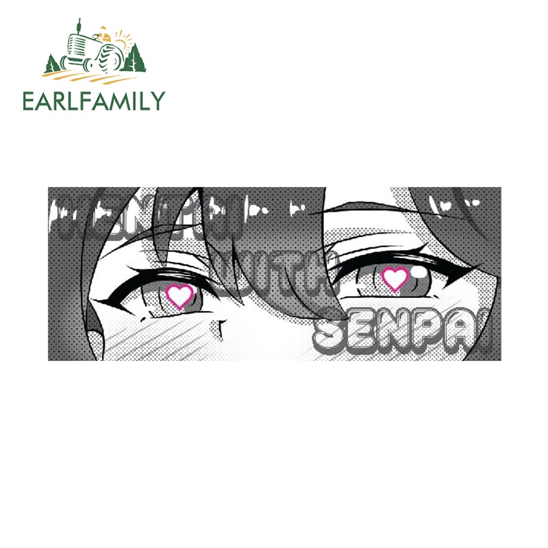 

EARLFAMILY аниме глаза Chibi Slap, автомобильная наклейка Hentai с сердцем сенпай, виниловые наклейки, стикеры «Обратите внимание на меня», классические Ahegao Peek