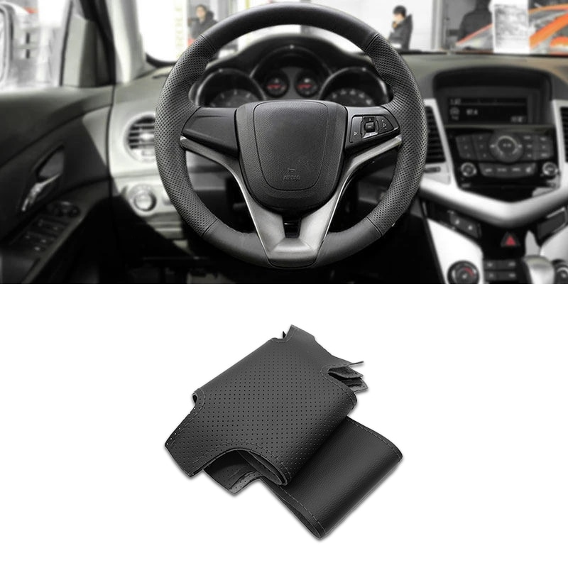 

Для Chevrolet Cruze 2009-2014 Aveo 2011-2014 Orlando 2010-2015 Ravon R4 2016-2018, внутреннее рулевое колесо, черный кожаный чехол