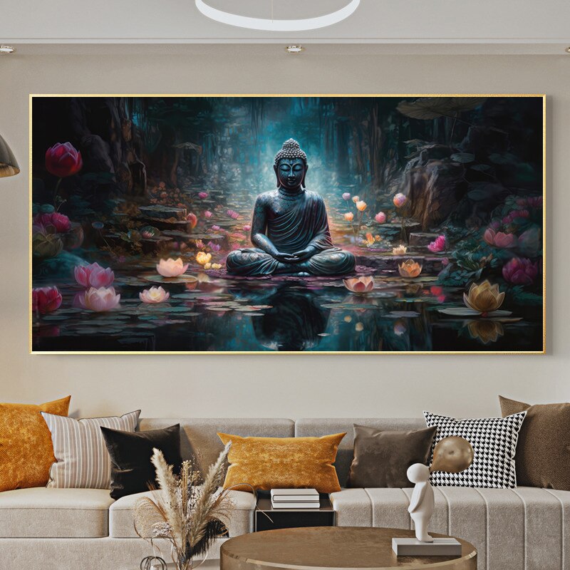 

Золотая статуя Будды на холсте SELFLESSLY ART