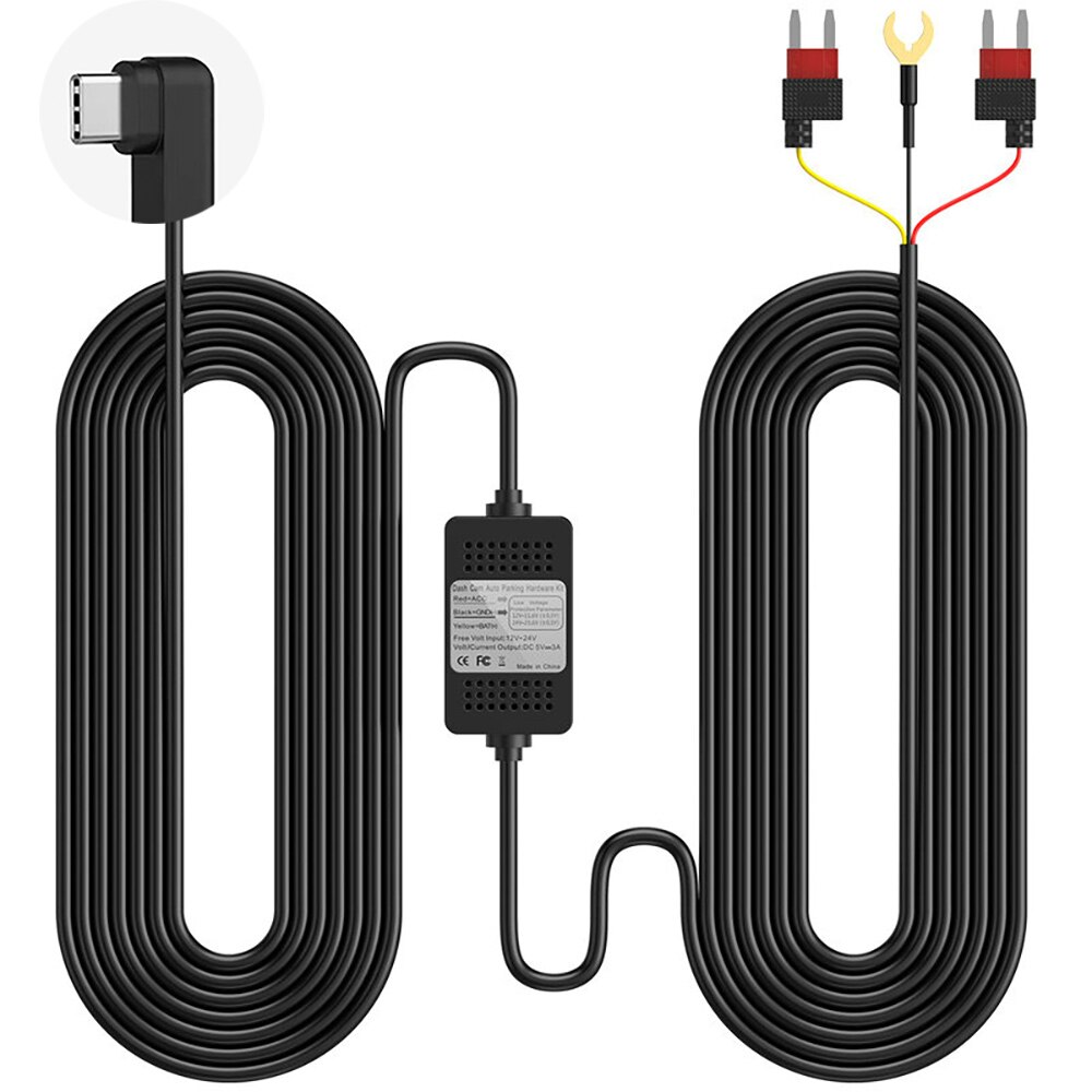 

Комплект жесткого провода для видеорегистратора, USB-адаптер Buck Line, кабель для зеркала Dashcam, зарядное устройство DVR, 24-часовой парковочный монитор, предохранитель 24 В, 12 В до 5 В, 3 А