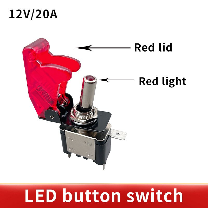 

Переключатель LED красный пластик 12V20A