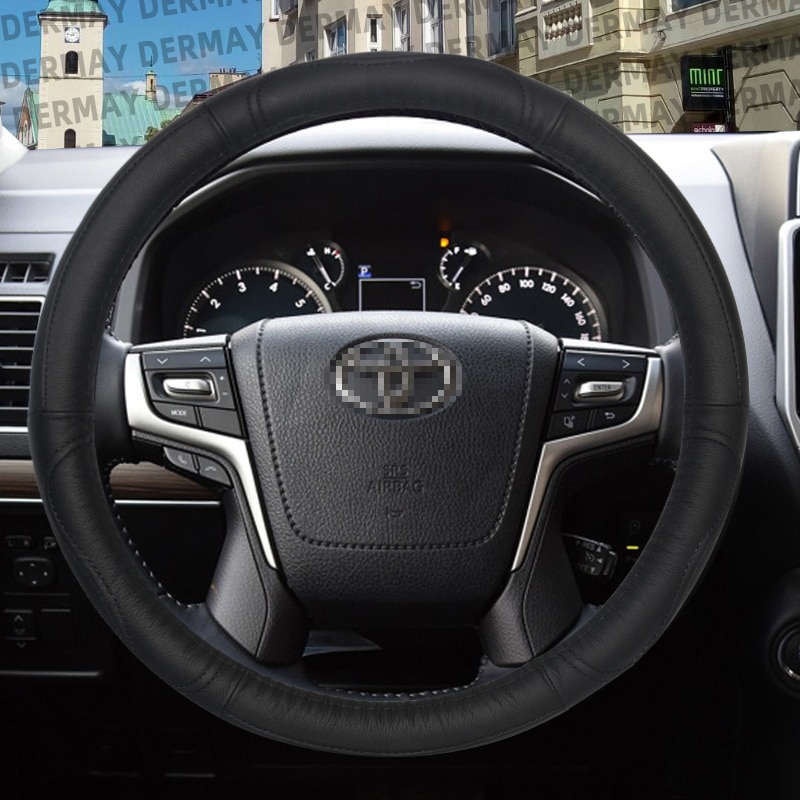 

Чехол рулевого колеса автомобиля из натуральной кожи, размер L для Toyota Land Cruiser Prado 90 100 120 150 200 300 Fj Cruiser, прадо 120 автомобильные аксессуары