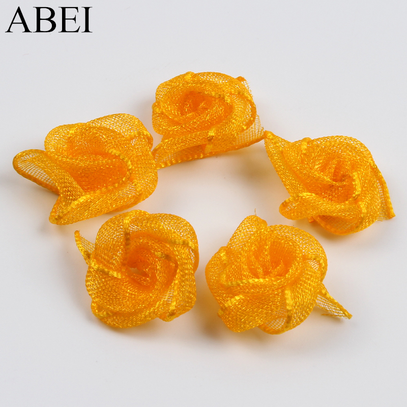 

50 шт., декоративные розы из органзы, 15 мм