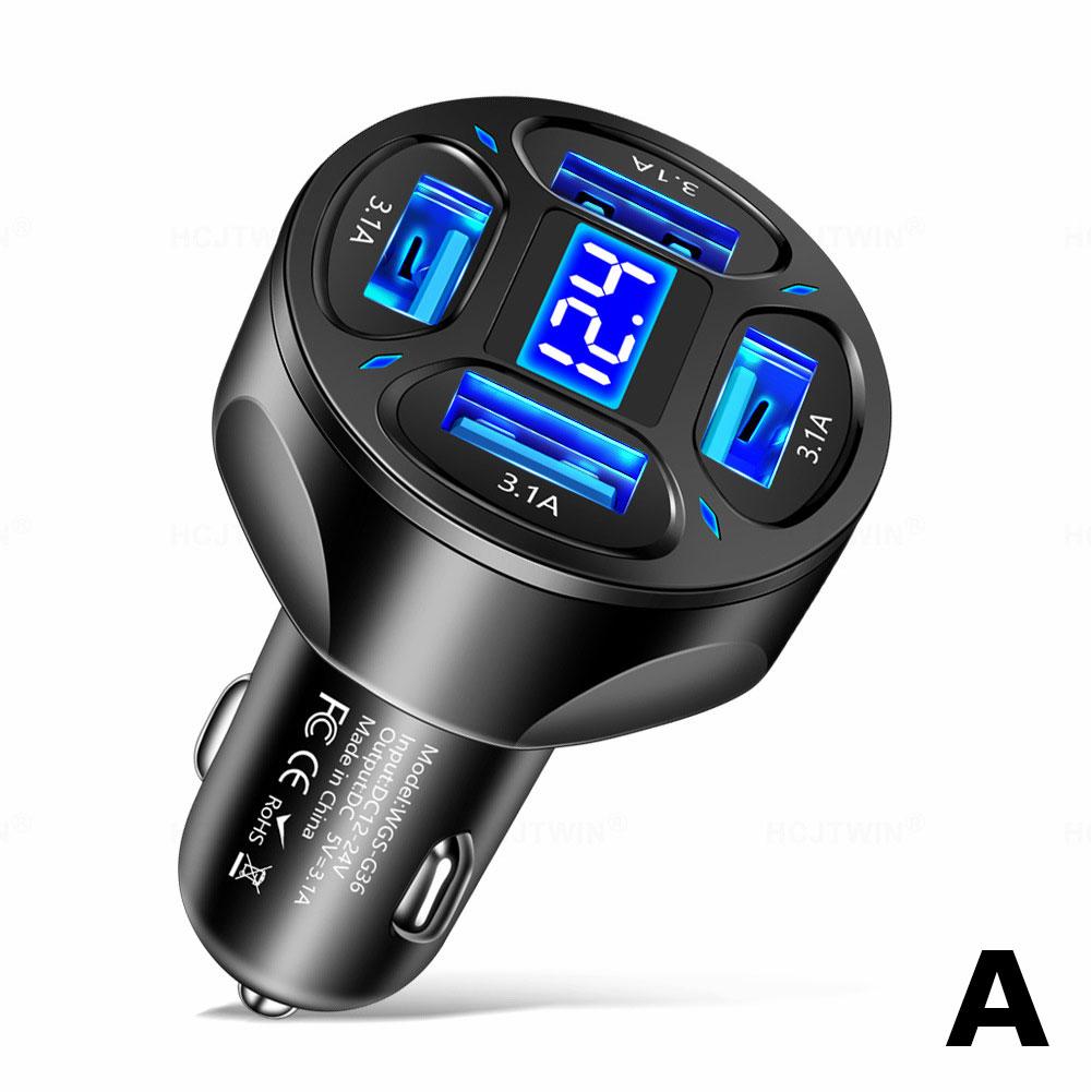 

Автомобильное зарядное устройство с 4 USB-портами, 66 Вт