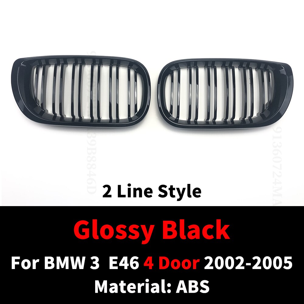 

Для BMW E46 2/4 двери 3 серии 2002 2003 2004 2005 318i 320i 325i 330i решетка глянцевая черная передняя решетка с двойной планкой тюнинг