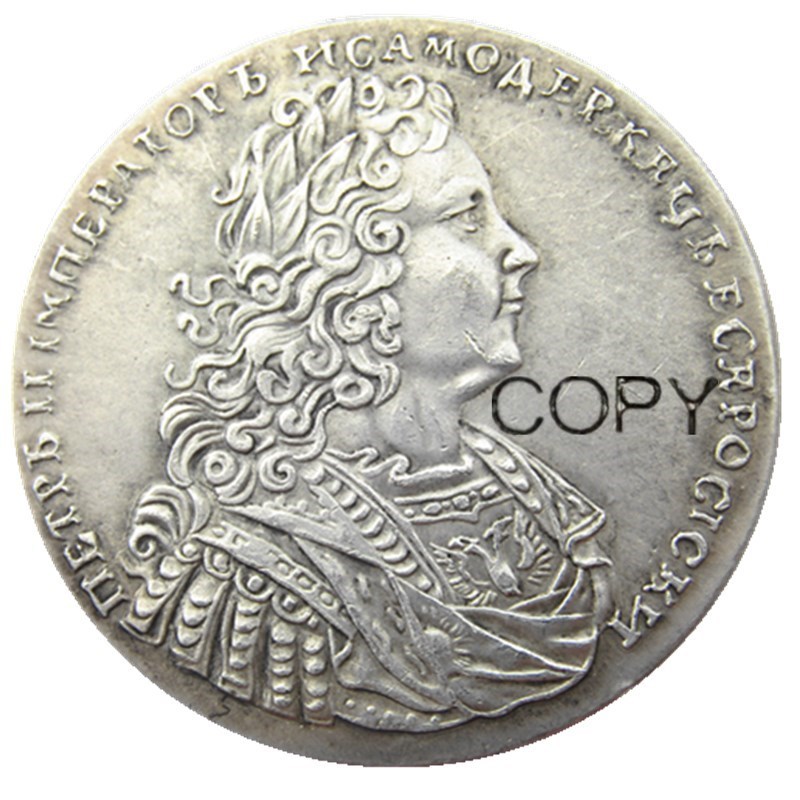 

Россия, 1 рубль, серебро 1727 пробы, Петер II, посеребренные копировальные монеты