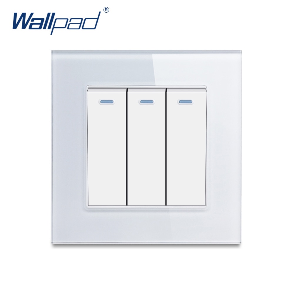

3-х клавишный переключатель сброса, флуоресцентсветильник ПА Wallpad, Хрустальное стекло, 110-250 В, ЕС, Великобритания, 3-клавишный мгновенный контактный выключатель