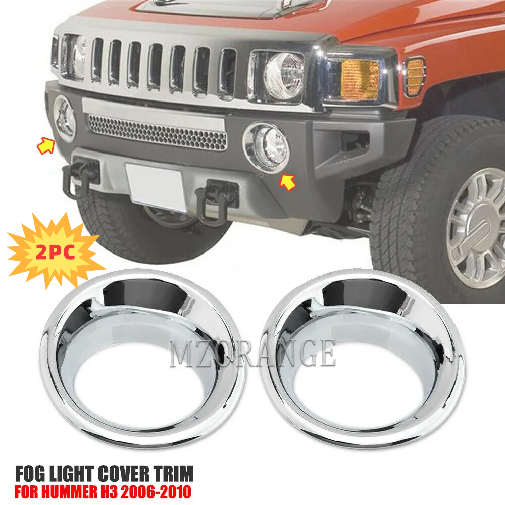 

2 шт., хромированная накладка на переднюю решетку для Hummer H3, часть 2006-2010/H3T 2009-2010, защитное отверстие для противотуманных фар, автомобильные аксессуары