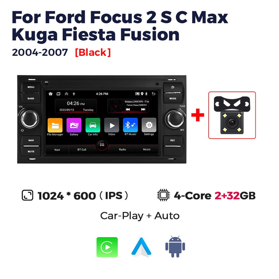 

Автомобильный Мультимедийный Плеер Android 13 Для Ford Focus 2 Mondeo S C Max Kuga Fiesta, Беспроводной Стерео Carplay