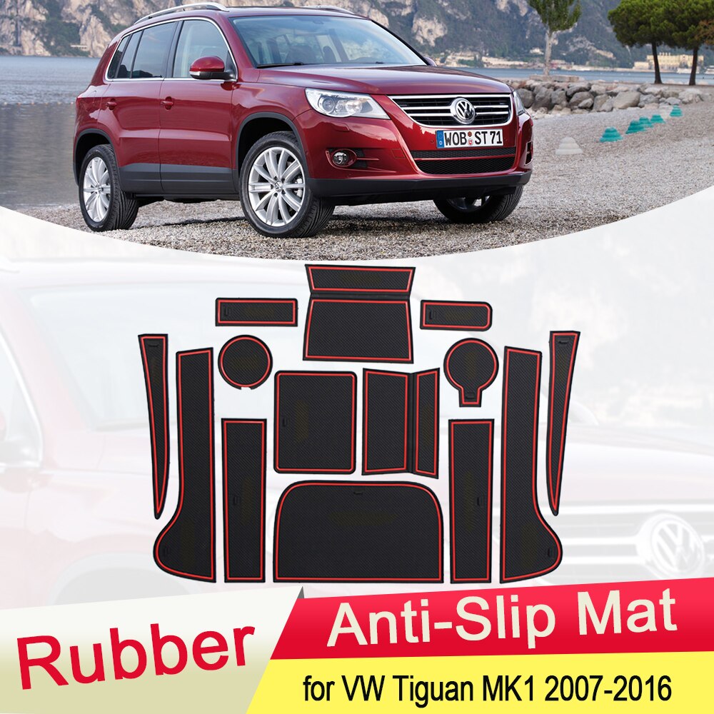 

Для VW Volkswagen Tiguan MK1 2007 ~ 2016 резиновый противоскользящий коврик с дверной пазом, подстаканник, автомобильные аксессуары 2008 2009 2010 2011 2012