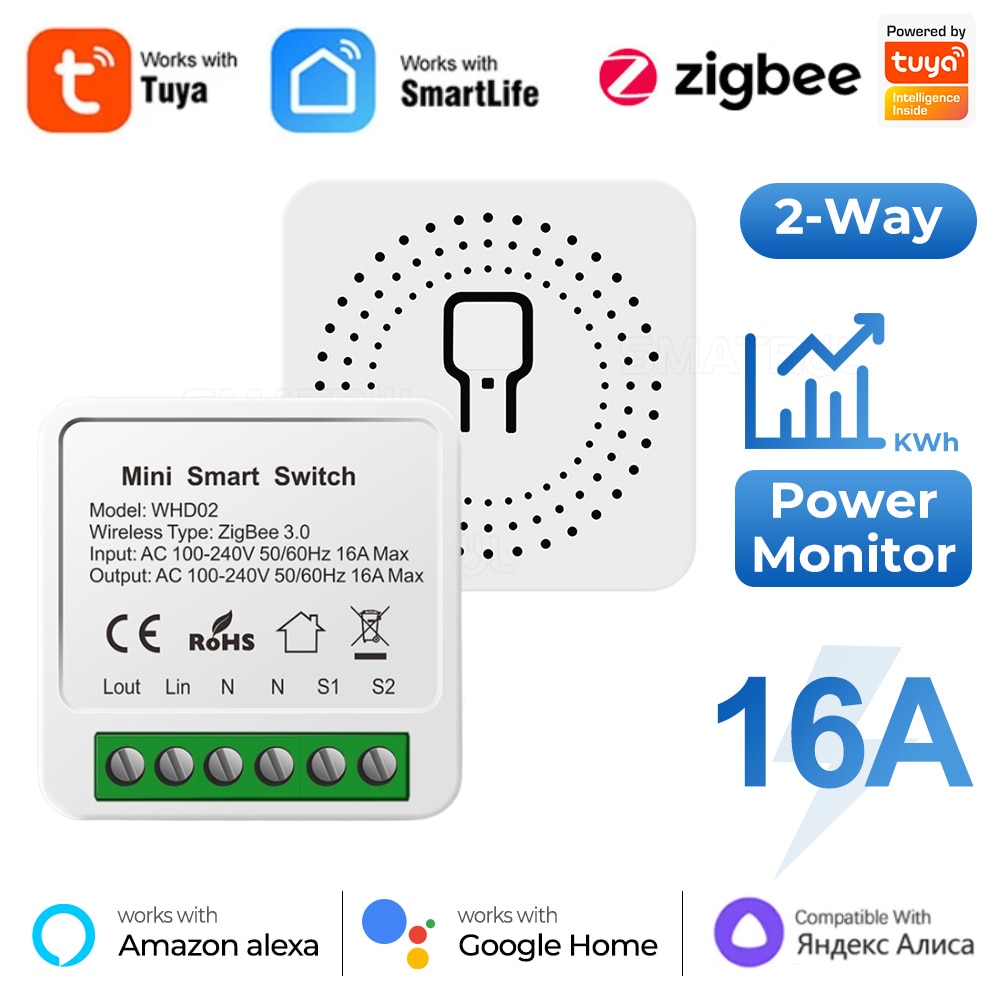 

Умный мини-переключатель SZKOSTON 2 канала 16А Zigbee
