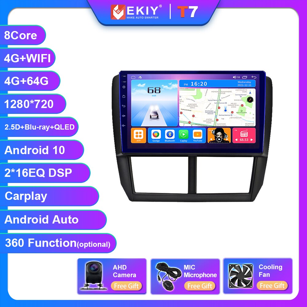 

EKIY T7 QLED DSP Android 10 2din Авторадио для Subaru Forester Impreza 2007 - 2013 мультимедийный GPS навигатор стерео DVD плеер CarPlay