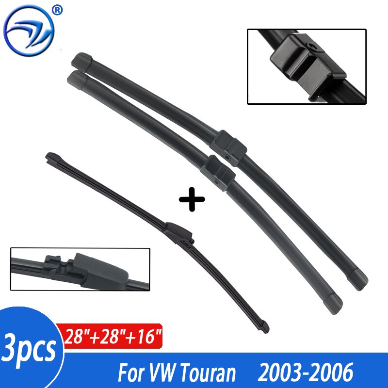 

Щетки стеклоочистителя для VW Touran, 2003, 2004, 2005, 28 + 28 + 16 дюймов, для 2006 лобового стекла