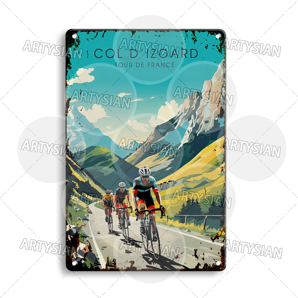

Vélo Tour de France Велосипедный металлический знак Col d'Aubisque Col d'Aspin Col de la Bonette Les Alpes Tignes Le Jura Col du Lautaret