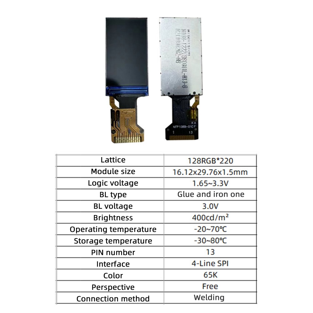 

New1.08 дюймовый TFT цветной экран IPS экран разрешение 128*220 13pin Драйвер IC GC9203 TFT смарт-браслет экран инструменты аксессуары