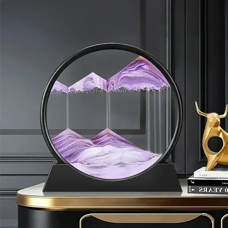 

3D Движущийся Песок, Художественное Изображение, Круглое Стекло, Глубокий Плавающий Песок, Часы, Ремесленное Украшение