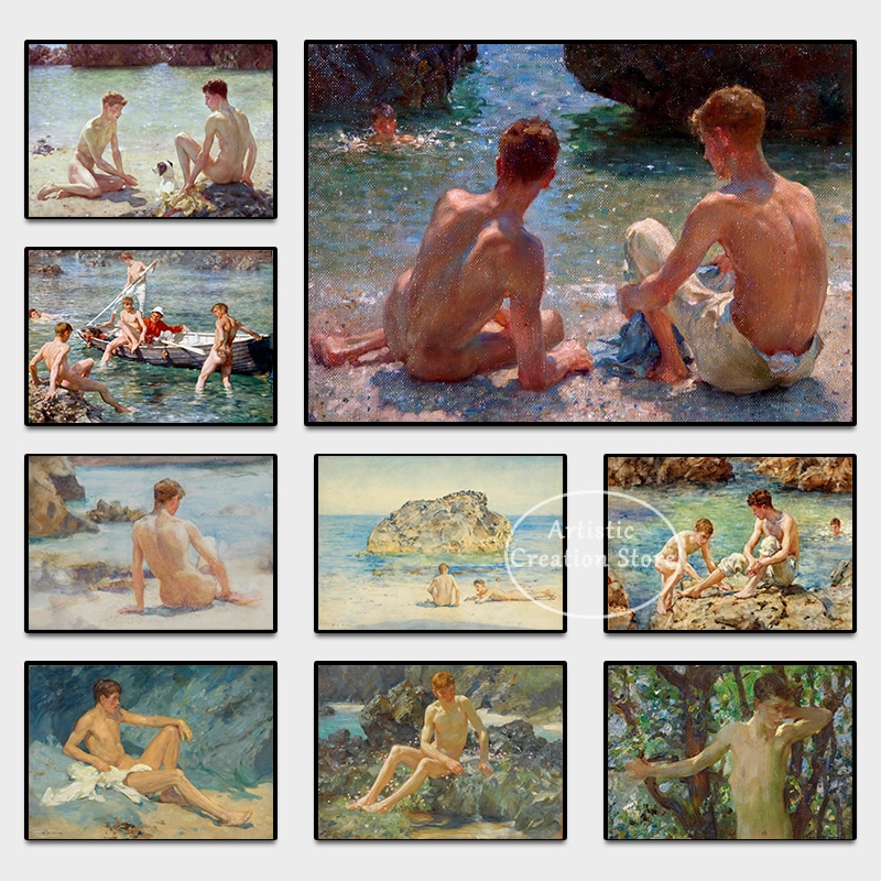 

Печать на холсте "Gay Nude Man Art The Bathers By Henry Scott Tuke"
