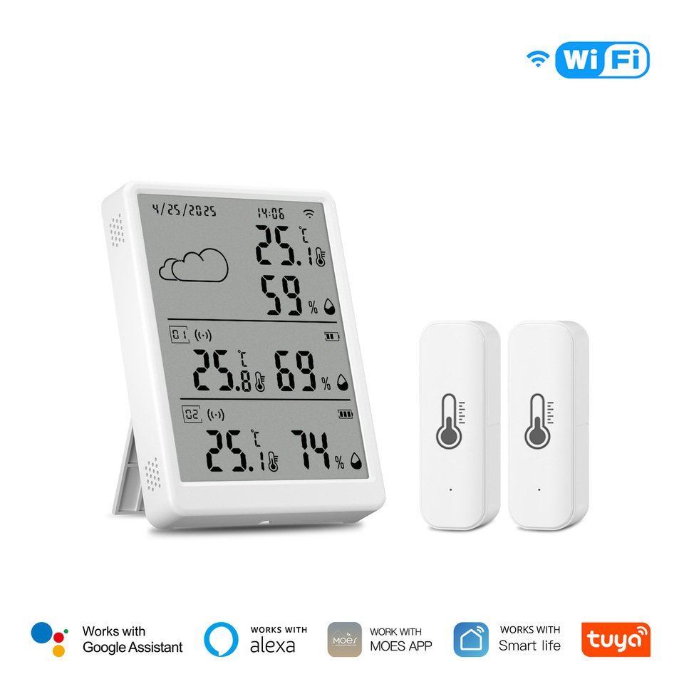 

MOES Tuya WiFi + RF433 умный датчик температуры и влажности основные вспомогательные комплекты светодиодный экран монитор приложения с Alexa Google Home