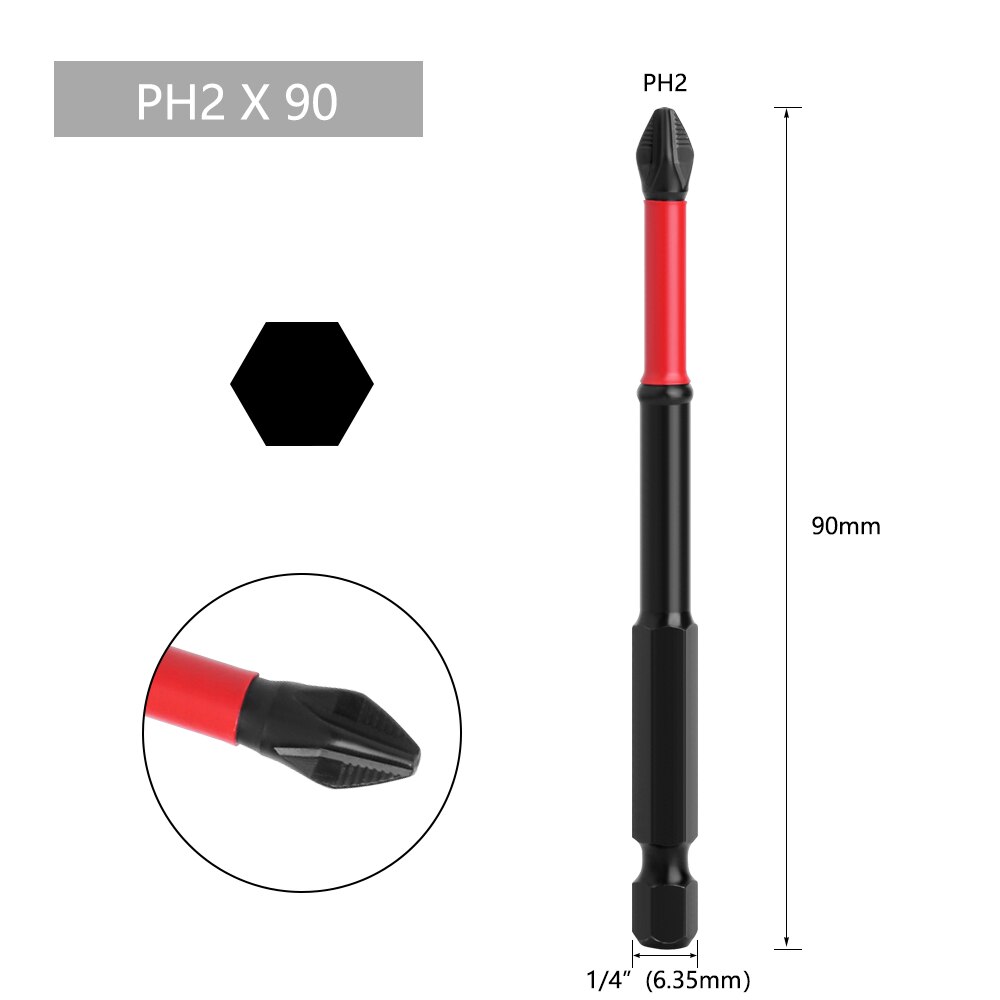

LAVIE 1/4 дюйма с шестигранным хвостовиком, сильный магнитный материал 5A S2, PH2 X 50 мм, 70 мм, 90 мм, нескользящая отвертка P04PH2050