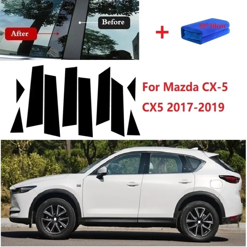 

10 шт. полированные столбики для Mazda CX-5 CX5 2017-2019, обшивка для окна, BC, стикер для столбика, аксессуары для стайлинга