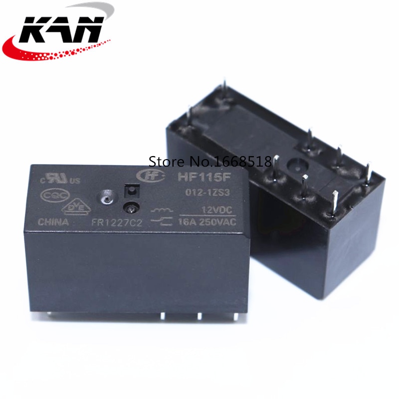 

Реле HF115F-005-1ZS3 HF115F-012-1ZS3, 10 шт., HF115F-024-1ZS3, 250 В, 16 А, 8-контактное реле, реле 5 В/12 В/24 В постоянного тока
