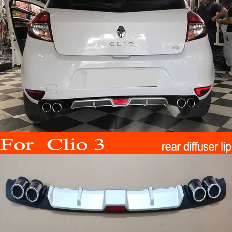 

Задний диффузор для Renault Clio 3 из АБС-пластика, серебристый/черный