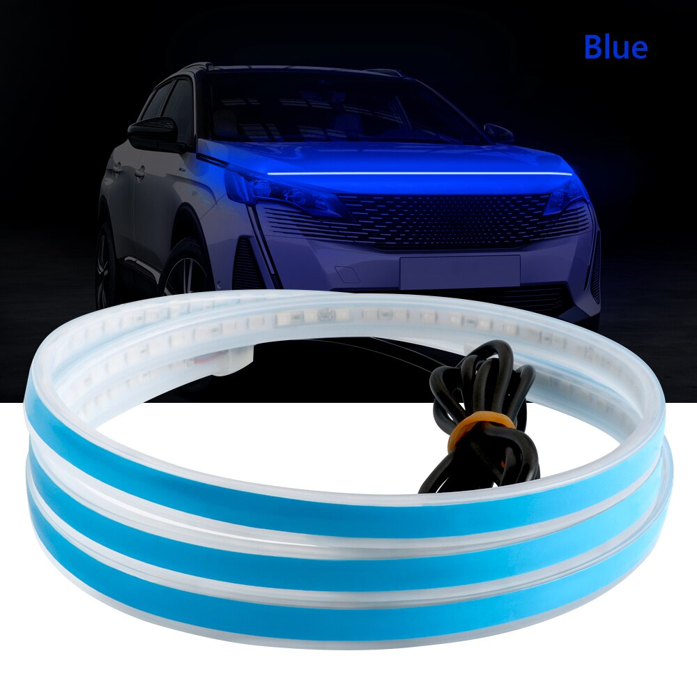 

Светодиодная лента DRL для капота автомобиля, гибкая водонепроницаесветодиодный Светодиодная лампа для декоративной атмосферы двигателя, 12 В, RGB