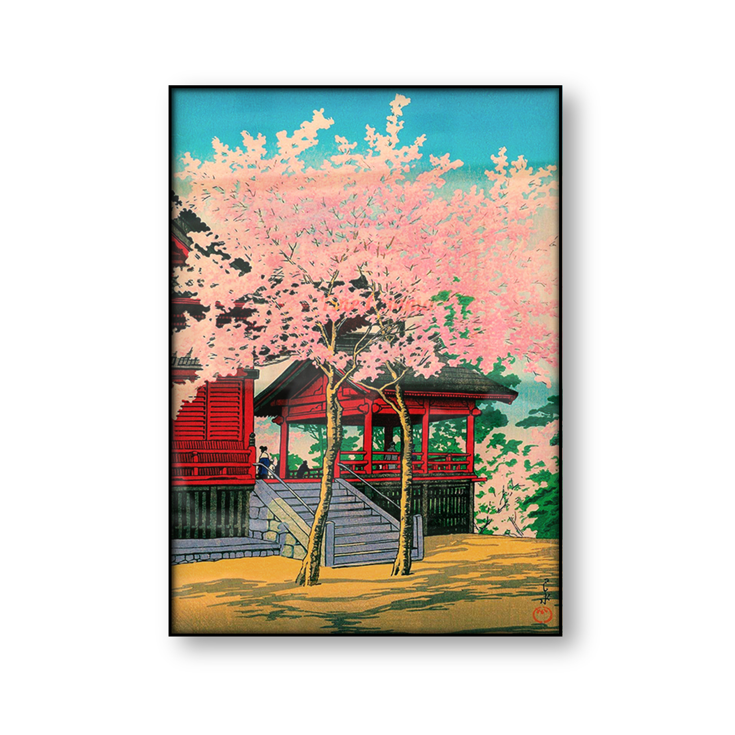 

Fine Comma Kiyomizu Hall Ueno Hasui Kawase винтажный постер на холсте
