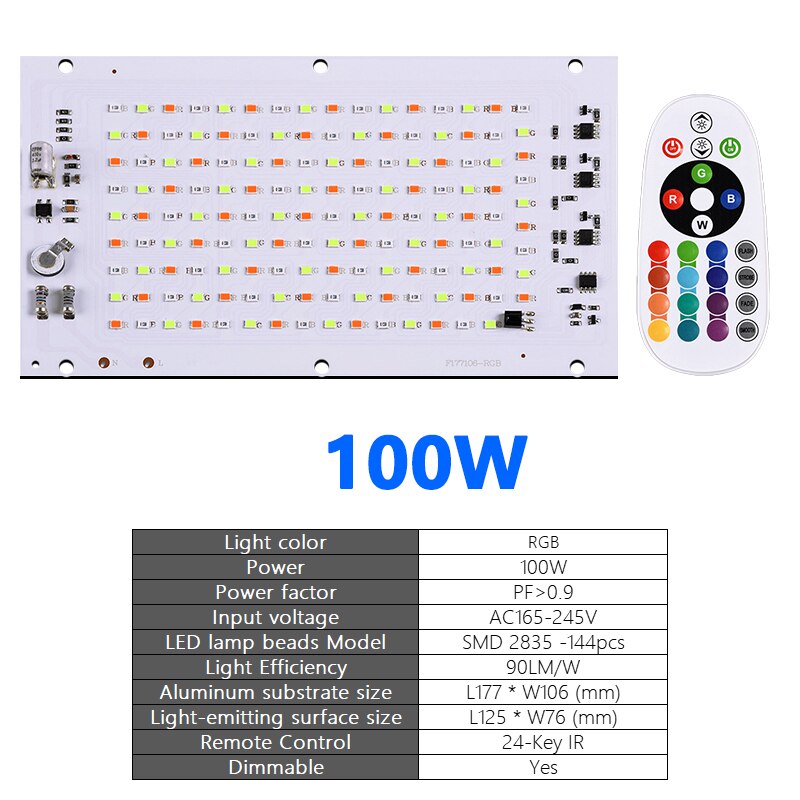 

Линейная светодиодная панель ANNUOSENCHIP FWRGB RGB 50Вт/100Вт 24кнопки