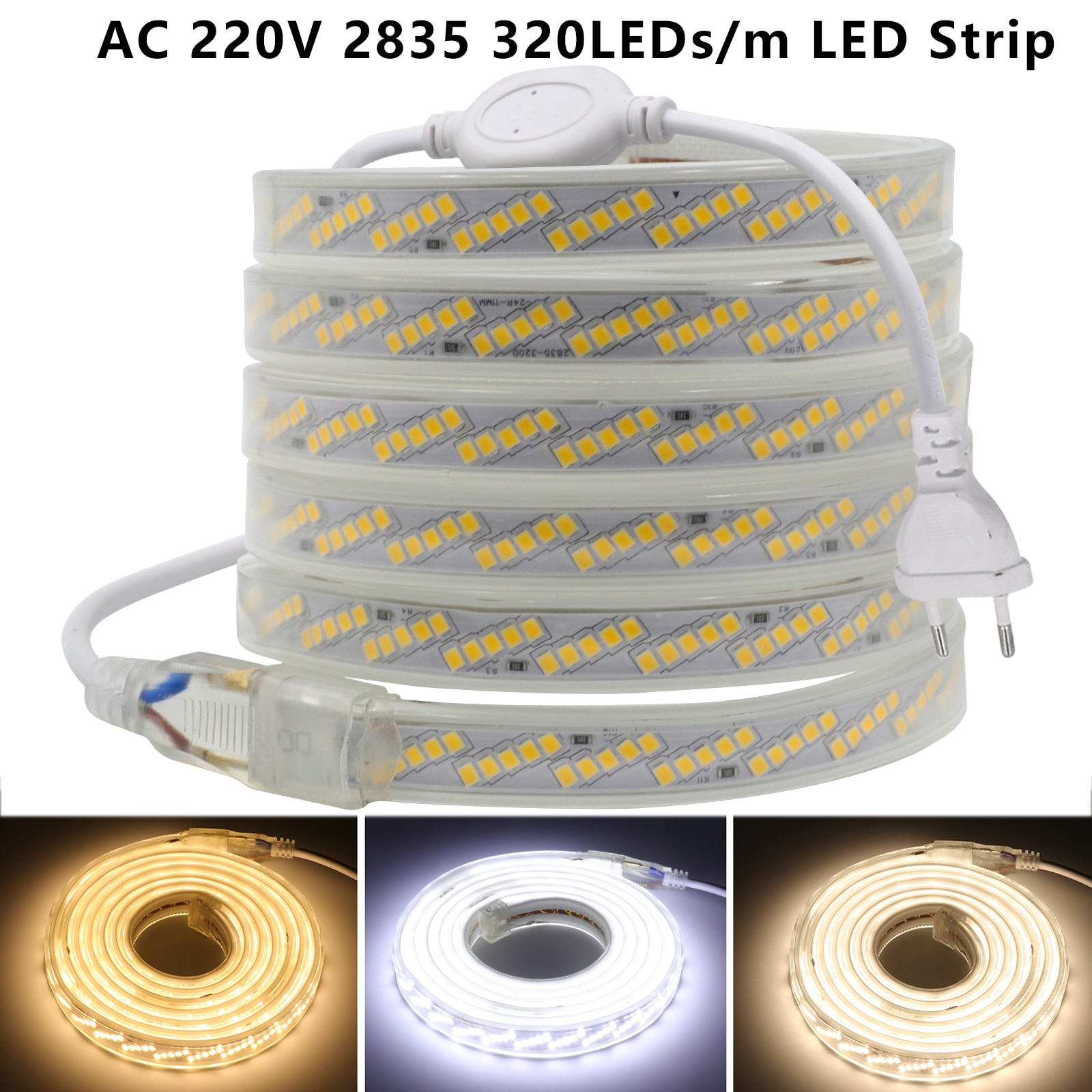 

Водонепроницаемая светодиодная лента XUNATA 220В 320LED/м теплый белый