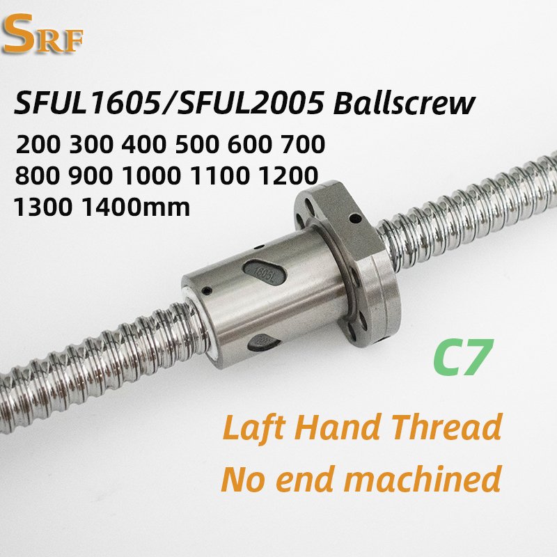 

Шариковый винт с левой резьбой SFU1605 SFU2005 300 350 400 500 600 700 800 900 1000 1200 1400 мм C7 с одной шариковой гайкой для деталей с ЧПУ