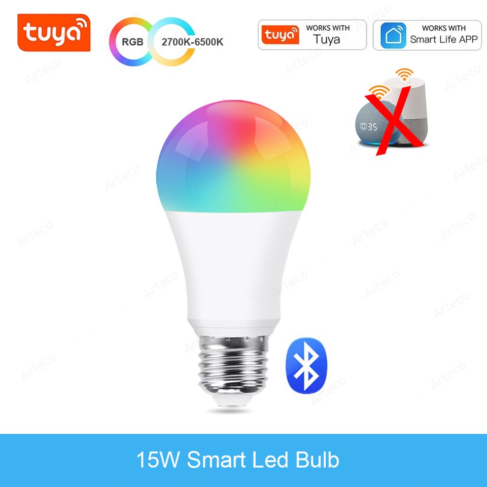 

Bluetooth Smart LED лампа arteco RGB+CW+WW 15Вт E27
