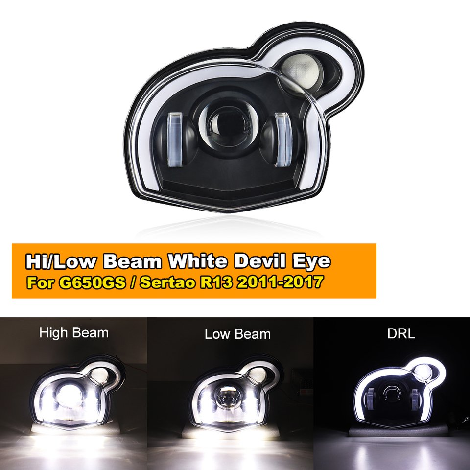 

Светодиодная фара мотоцикла для BMW G650GS/Sertao R13 2011-2017 Hi/Low Beam DRL Devil Eye Lamp