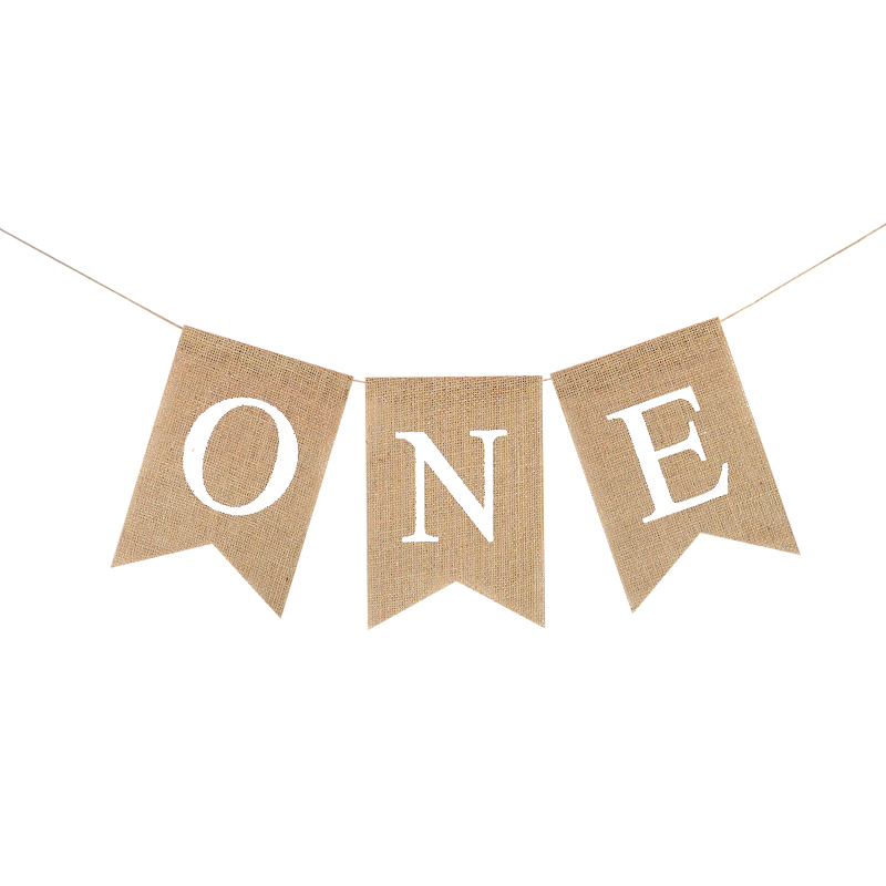 

Баннер "ONE" из мешковины для детского праздника
