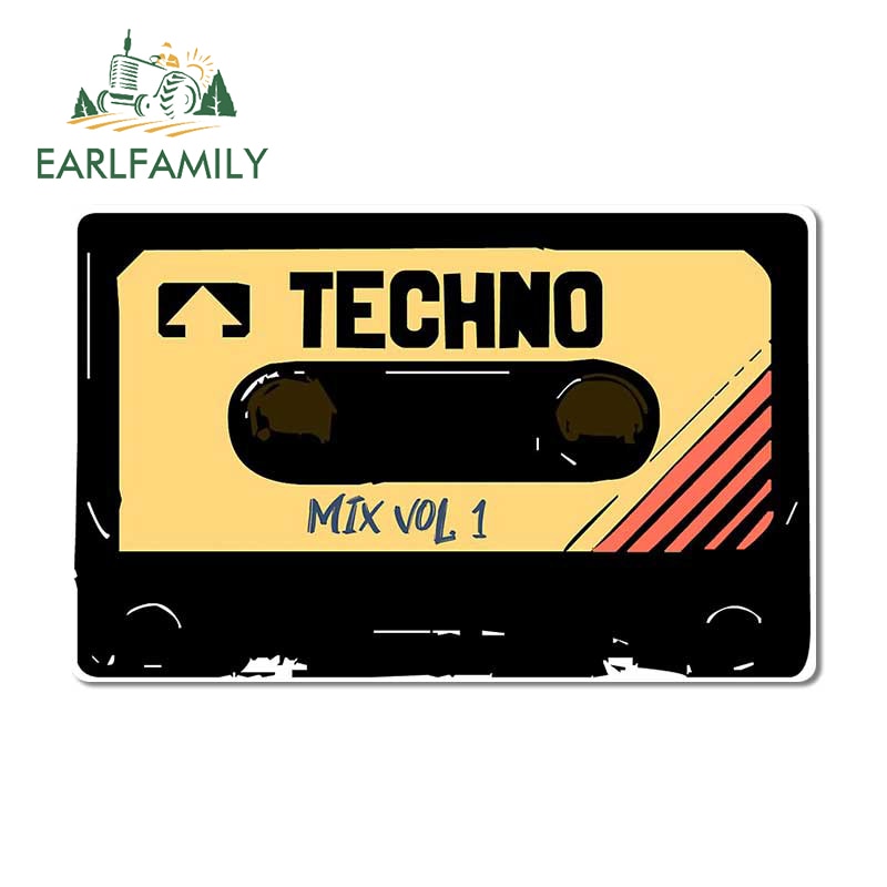 

EARLFAMILY 13 см x 8,4 см для технической музыки, магнитная лента, наклейка, аниме, устойчивые к царапинам автомобильные наклейки, украшение для холодильника, окон, RV