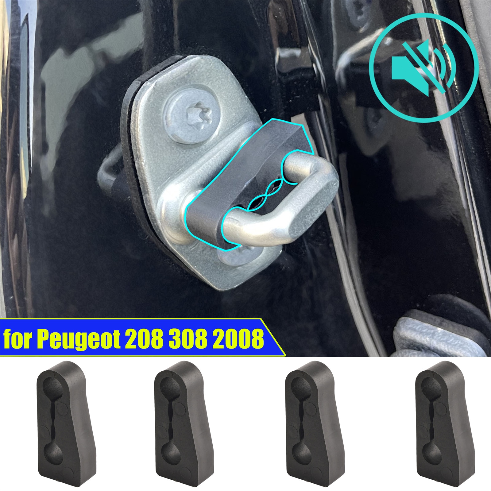 

Звуковой демпфер, буфер дверного замка для Peugeot 208 308 508 2008 3008 5008 Partner Rattling STOP, звукоизоляционные винты, глухокое уплотнение
